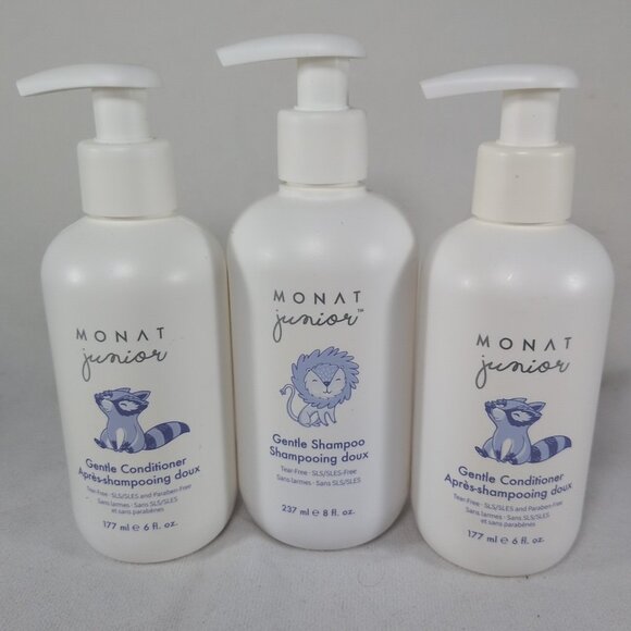 3 Lot MONAT Junior Line Gentle Shampoo +  Conditioner NEW 237 Ml 8 FL Oz Set New - Picture 1 of 6